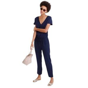 J. Crew Navy Lyocell Blend Relaxed Jumpsuit Small